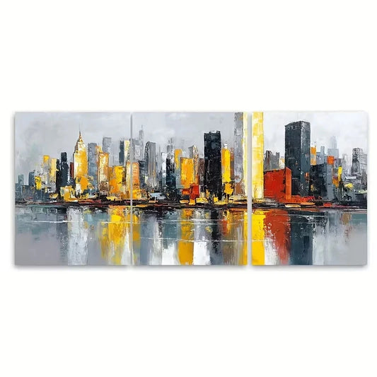 3pcs Sunrise Oil Painting, Cityscape Art Wall Art Set Canvas Framed 60x90cm - High Quality Print 100% Australian Made Wall Canvas Ready to Hang