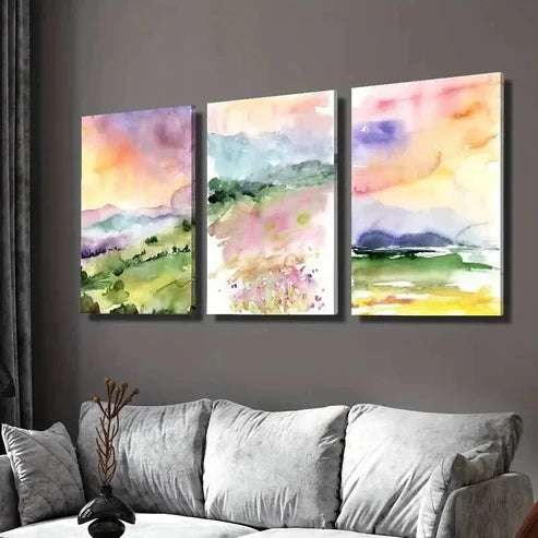 3pcs Artistic Nature Scene of Irish Meadow Wall Art Set Canvas Unframed - High Quality Print 100% Australian Made Wall Canvas