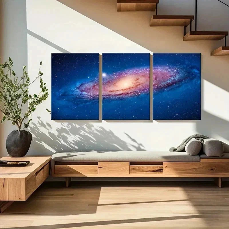 3pcs Universe Milky Way Galaxy Decor Wall Art Set Canvas Framed 40x60cm - High Quality Print 100% Australian Made Wall Canvas Ready to Hang