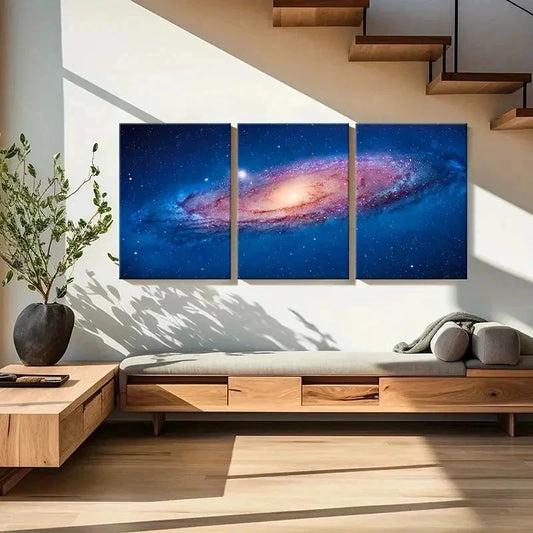 3pcs Universe Milky Way Galaxy Decor Wall Art Set Canvas Framed 40x60cm - High Quality Print 100% Australian Made Wall Canvas Ready to Hang