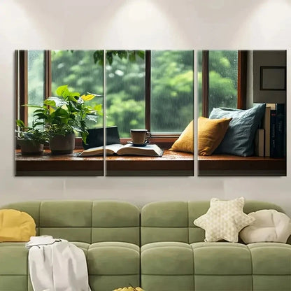 3pcs Bangalore Monsoon Cozy Indian Art Print Metal Print Ready to Hang Art