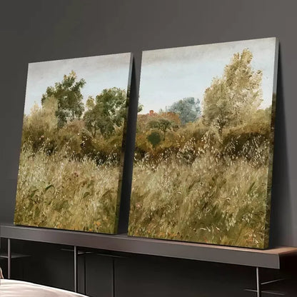 2pcs Vintage Meadow Floral Wildflowers Canvas Framed 50x75cm - High Quality Print 100% Australian Made Wall Canvas Ready to Hang