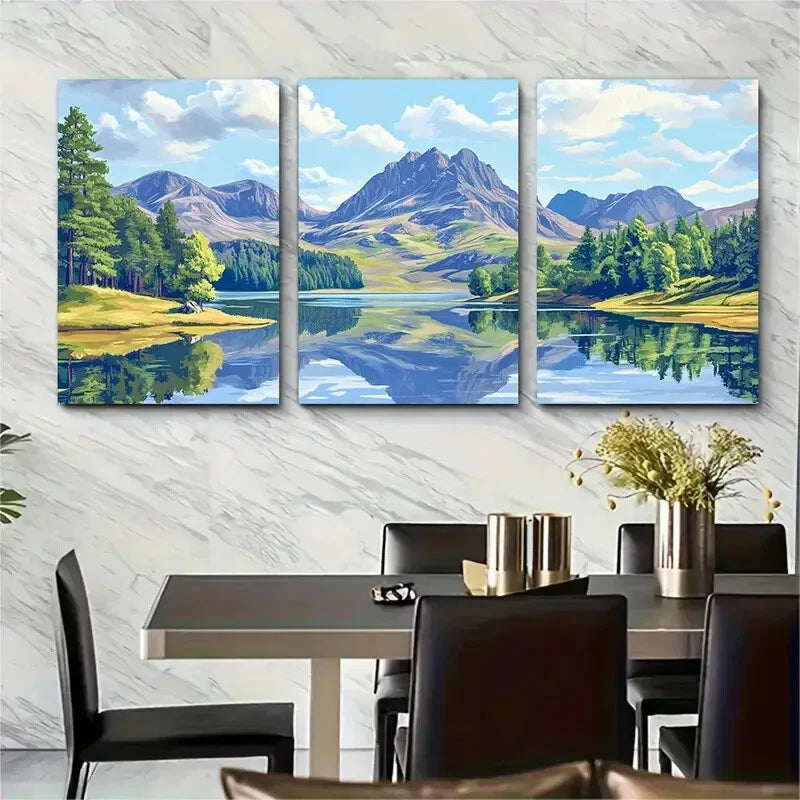 3pcs Blea Tarn in The Lake District Landscape Metal Print Ready to Hang Art