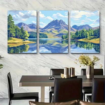 3pcs Blea Tarn in The Lake District Landscape Metal Print Ready to Hang Art