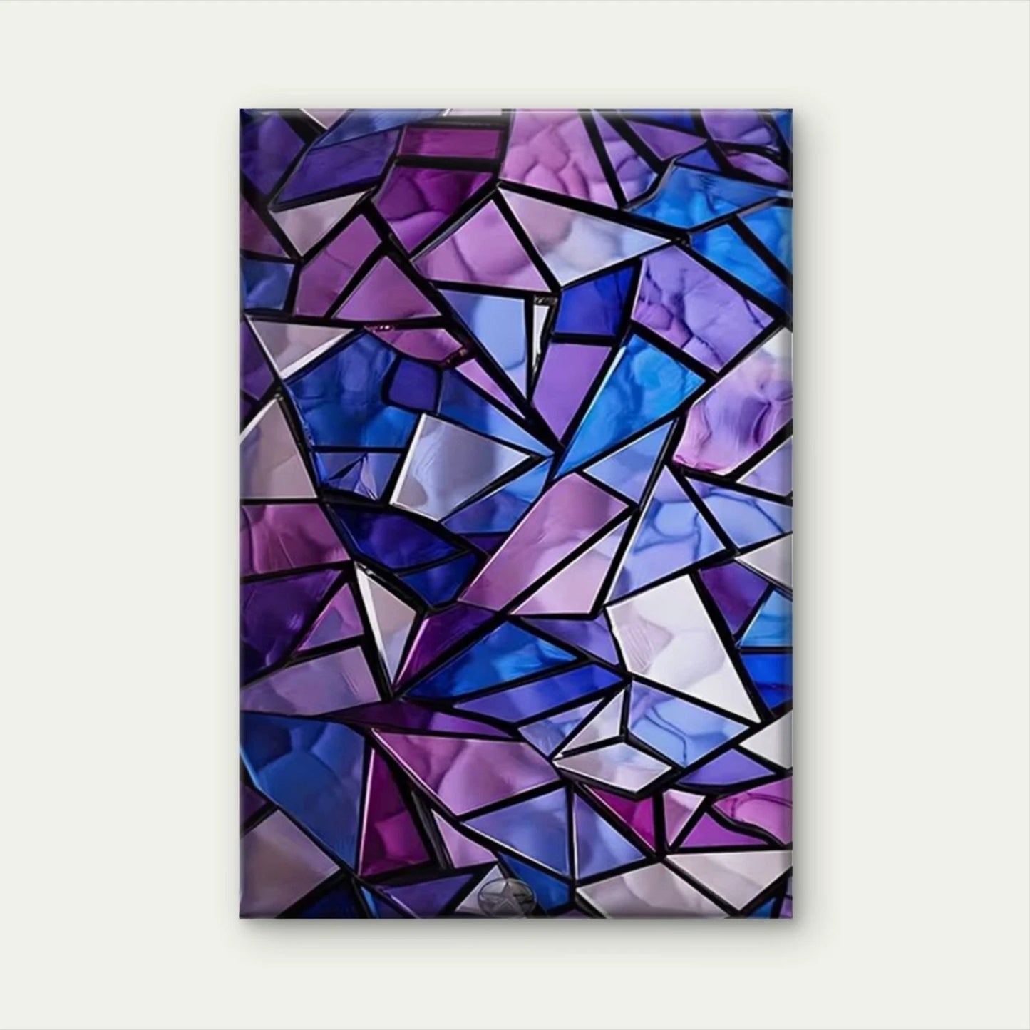 Violet Mosaic Abstract Geometric Oil Painting Metal Print Ready to Hang