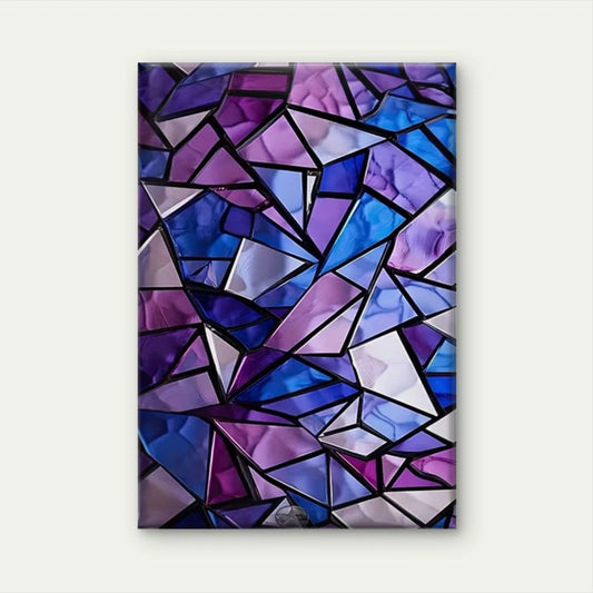 Violet Mosaic Abstract Geometric Oil Painting Metal Print Ready to Hang