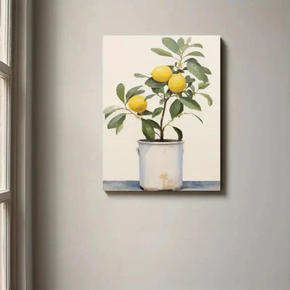 Beautiful Yellow Lemons In Milk Can Design Painting 60x90cm Metal Print Ready to Hang
