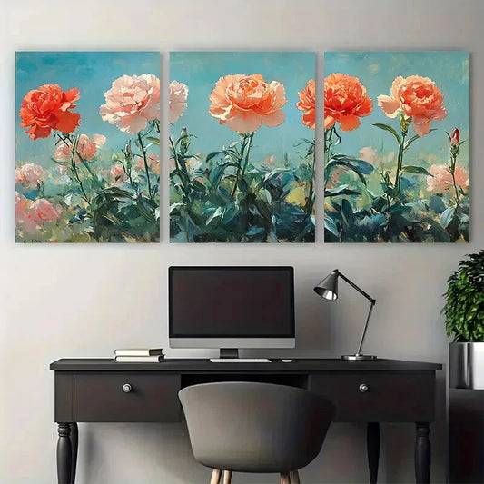 3pcs John Singer Sargent Carnation Lily Rose Metal Print Ready to Hang Art