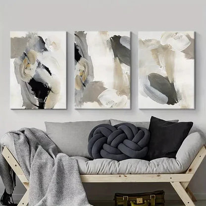 3pcs Nordic Modern Black and White Wall Art Abstract Canvas Framed 60x90cm - High Quality Print 100% Australian Made Wall Canvas Ready to Hang