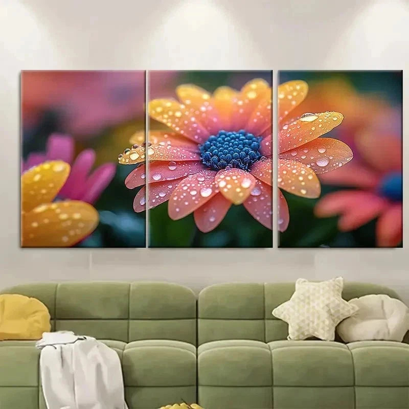 3pcs Vibrant Floral Print Nature Photo TI Wall Art Set Canvas Framed 50x70cm - High Quality Print 100% Australian Made Wall Canvas Ready to Hang