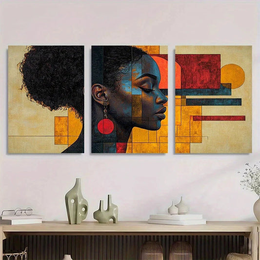 3pcs Vibrant Geometric & Floral Design Metal Print Ready to Hang Art