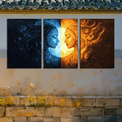 3pcs Vibrant Couples on Water Surface Design Metal Print Ready to Hang Art