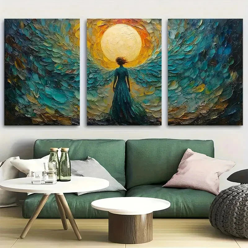 3pcs Angel Rising to The Heavens Metal Print Ready to Hang Art
