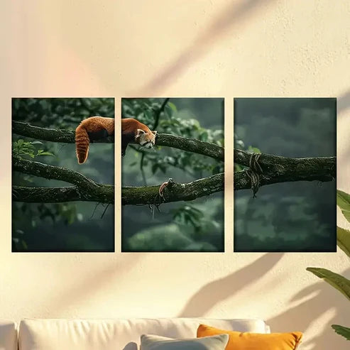 3pcs Sleeping Red Panda Wall Art Set Canvas Unframed – High Quality Print 100% Australian Made Wall Canvas