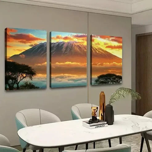 3pcs Sunset & Mountain View Canvas Framed 60x90cm - High Quality Print 100% Australian Made Wall Canvas Ready to Hang