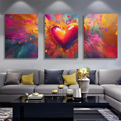 3pcs Colorful Splatter Paint Design Metal Print Ready to Hang Art