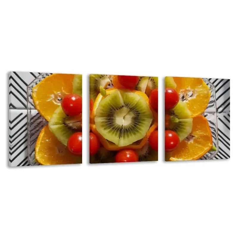 3pcs Flower Arrangement Made of Orange & Kiwi   Wall Art Set Canvas Framed 60x90cm - High Quality Print 100% Australian Made Wall Canvas Ready to Hang
