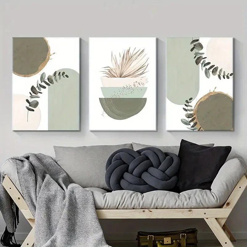 3pcs Bohemian Abstract Geometric Metal Print Ready to Hang Art