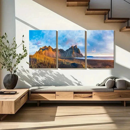 3pcs Mountain & Sea Beach Scenery Wall Art Set Canvas Framed 40x60cm - High Quality Print 100% Australian Made Wall Canvas Ready to Hang
