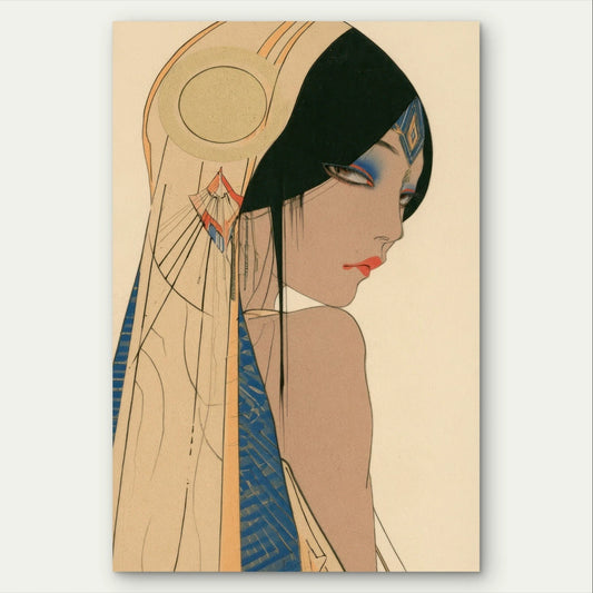 Vintage Egyptian Inspired Woman Portrait 40x60cm Metal Print Ready to Hang