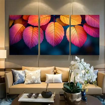 3pcs Autumn Leaves Changing Colors Metal Print Ready to Hang Art