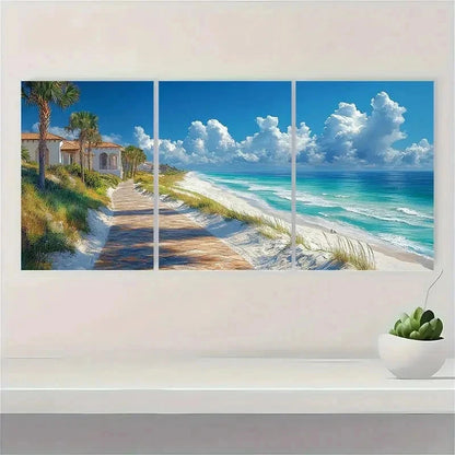 3pcs Alys Beach & Rosemary Beach Scenery Perfect Wall Art Set Canvas Framed 40x60cm - High Quality Print 100% Australian Made Wall Canvas Ready to Hang