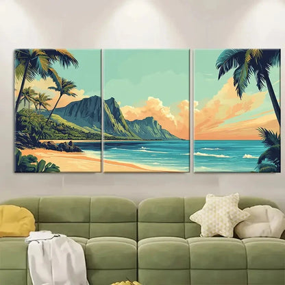 3pcs Kailua Hawaii Tropical Beach Travel Poster Metal Print Ready to Hang Art