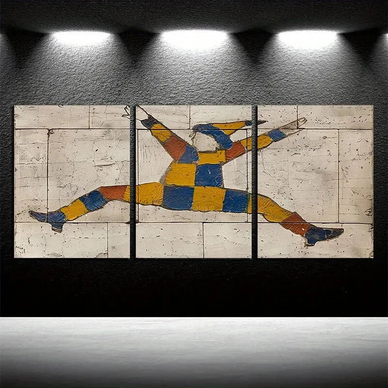 3pcs Mystery Dance Brick Wall Illustration Metal Print Ready to Hang Art