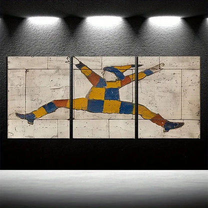 3pcs Mystery Dance Brick Wall Illustration Metal Print Ready to Hang Art