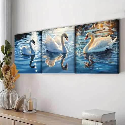 3pcs Colorful Scenic Lakes and Trees Perfect Wall Art Set Canvas Unframed - High Quality Print 100% Australian Made Wall Canvas