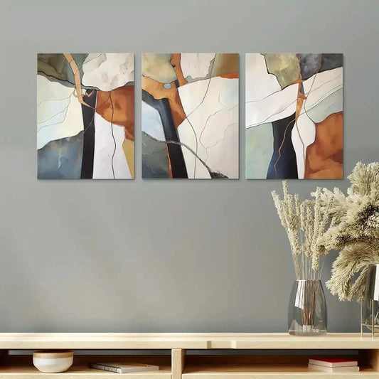 3pcs Vibrant Orange and Blue Color Palette Metal Print Ready to Hang Art
