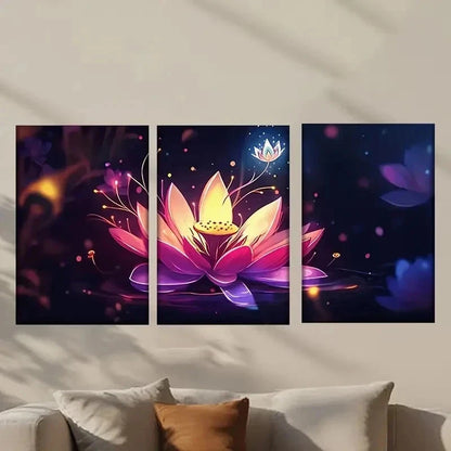 3pcs Abstract Lotus Flower Decoration Wall Art Set Canvas Framed 40x60cm - High Quality Print 100% Australian Made Wall Canvas Ready to Hang