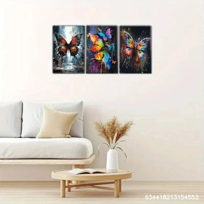 3pcs Environment Butterfly Decoration Poster Metal Print Ready to Hang Art