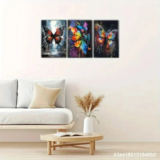 3pcs Environment Butterfly Decoration Poster Metal Print Ready to Hang Art