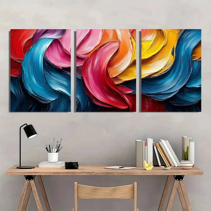 3pcs Abstract Ribbons Modern Painting Metal Print Ready to Hang Art