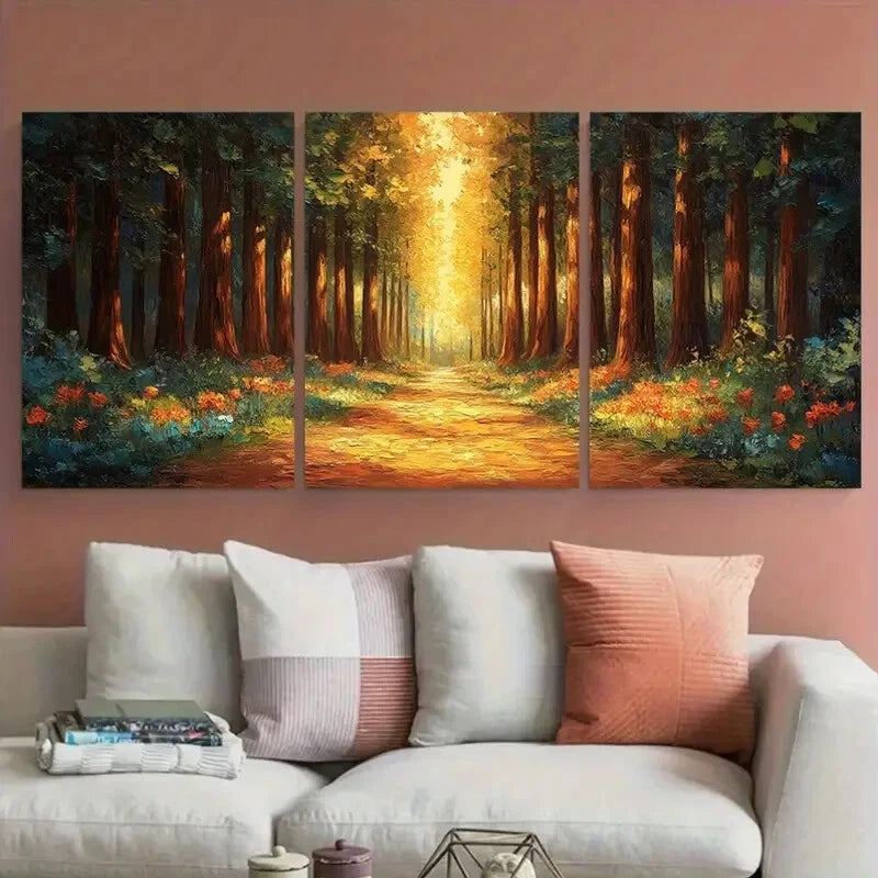 3pcs Redwood Trees National Park Illustration Metal Print Ready to Hang Art