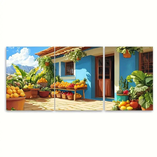 3pcs Ecuadorian Patio Art Print Canastas Metal Print Ready to Hang Art