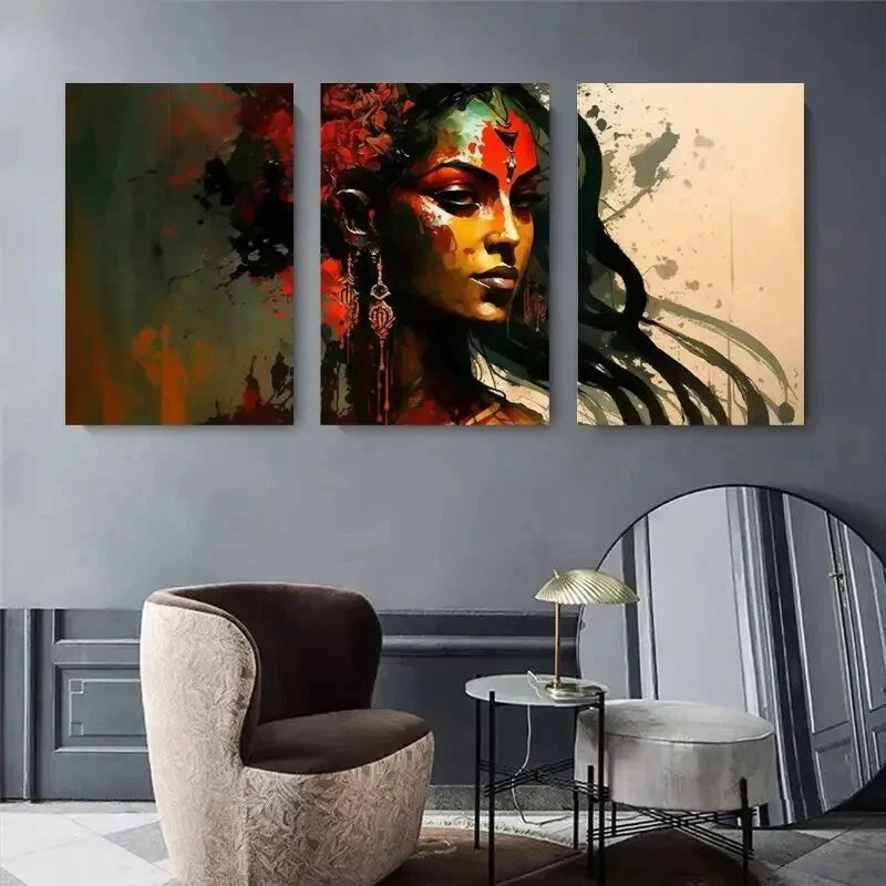 3pcs Abstract Woman Modern Vibrant Perfect Wall Art Set Canvas Framed 40x60cm - High Quality Print 100% Australian Made Wall Canvas Ready to Hang