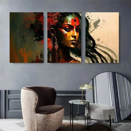 3pcs Abstract Woman Modern Vibrant Perfect Wall Art Set Canvas Framed 40x60cm - High Quality Print 100% Australian Made Wall Canvas Ready to Hang