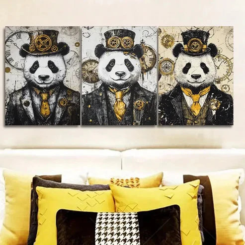 3pcs Cyberpunk panda Wall Art Set Canvas Unframed - High Quality Print 100% Australian Made Wall Canvas