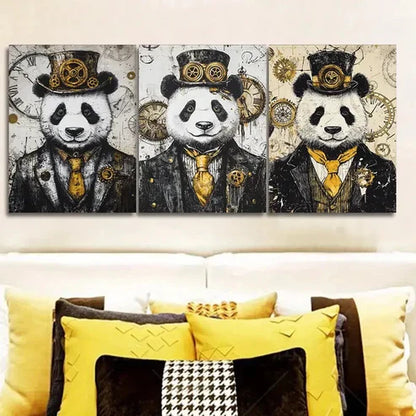 3pcs Cyberpunk panda Wall Art Set Canvas Unframed - High Quality Print 100% Australian Made Wall Canvas