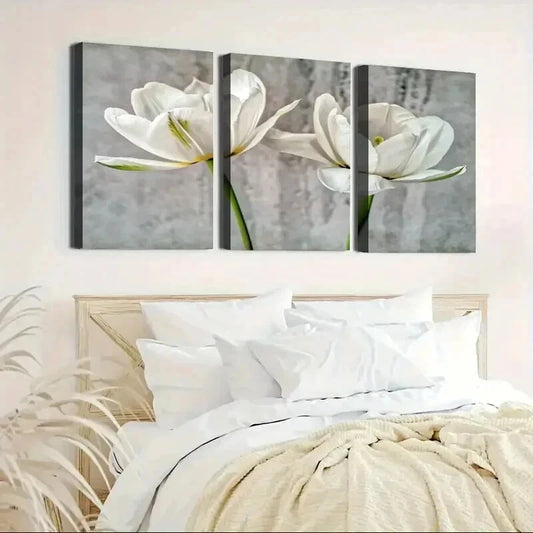 3pcs Elegant White Calla Lilies Print Wall Art Set Canvas Framed 40x60cm - High Quality Print 100% Australian Made Wall Canvas Ready to Hang
