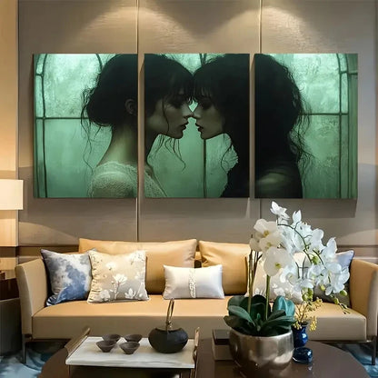 3pcs Elegant Victorian-Inspired Lace & Stained Metal Print Ready to Hang Art