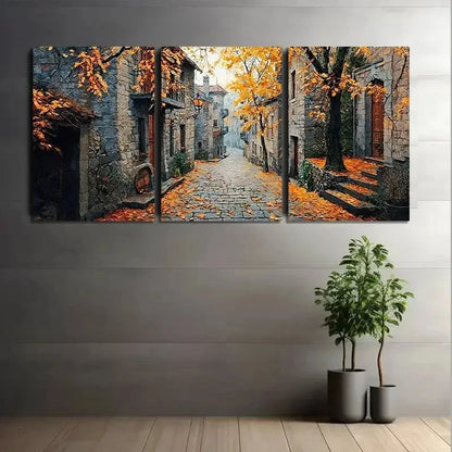 3pcs Vintage Autunm Road scene Metal Print Ready to Hang Art