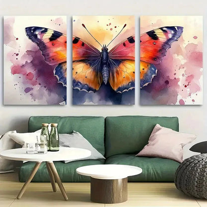 3pcs Vibrant Butterfly Aesthetics Design Metal Print Ready to Hang Art