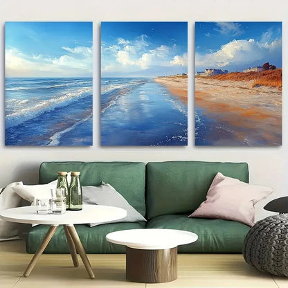 3pcs Oil Painting of Rehoboth Beach Delaware Metal Print Ready to Hang Art