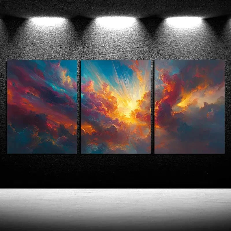 3pcs Vibrant Stunning Nebula Illustration Metal Print Ready to Hang Art