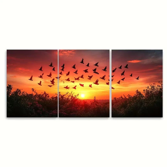 3pcs FLOCK OF BIRDS Metal Print Ready to Hang Art