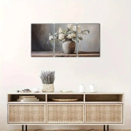 3pcs White Hydrangea Art Poster Vintage Metal Print Ready to Hang Art