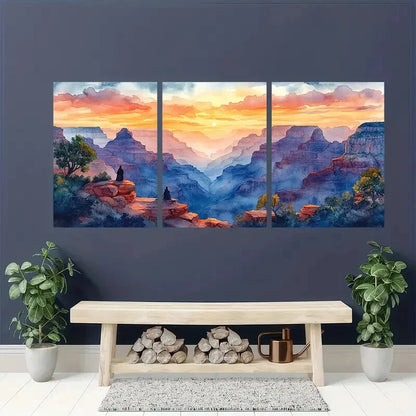 3pcs Grand Canyon Painting Arizona Watercolor Metal Print Ready to Hang Art